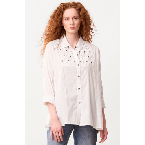 Vanita Classic Collar Embroidered Shirt - White