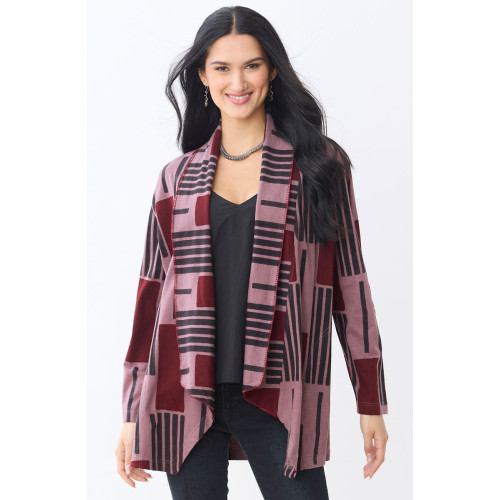 Sakshi Knit Draped Collar Jacket - Iced plum/Multi