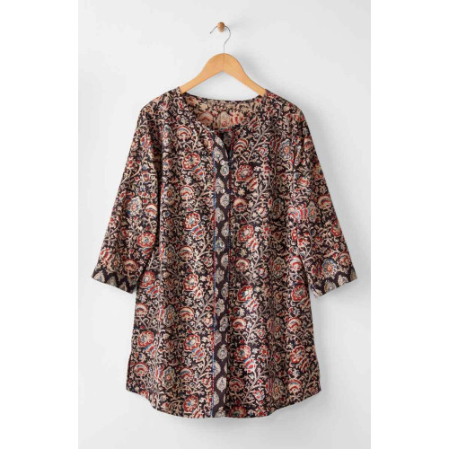 Sanoli 3/4-Sleeve Scoop-Neck Tunic - Black/Multi Sanoli 3/4-Sleeve Scoop-Neck Tunic - Black/Multi