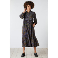 Kashmira Button-Front Maxi Shirt Dress - Black/Multi