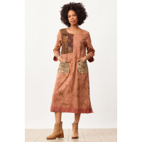 Jodhpur Eco-Print Organic Cotton Dress - Madder Root