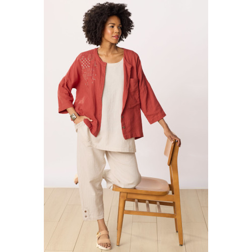 Kesari Cotton Double Gauze Crop Pant - Fleur de sel