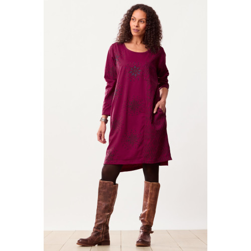 Simran Organic Cotton Jersey Tunic Dress - Black cherry/Ebony