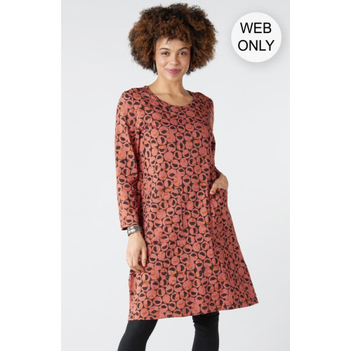 Tishani Jersey Knit Kurta Tunic Dress - Cedar