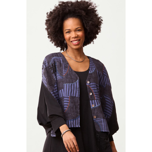 Zeenal Upcycled Patchwork Top - Black/Multi/Chindi