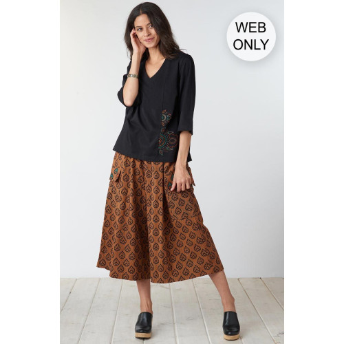 Ramya Pull-On Split Skirt - Honey
